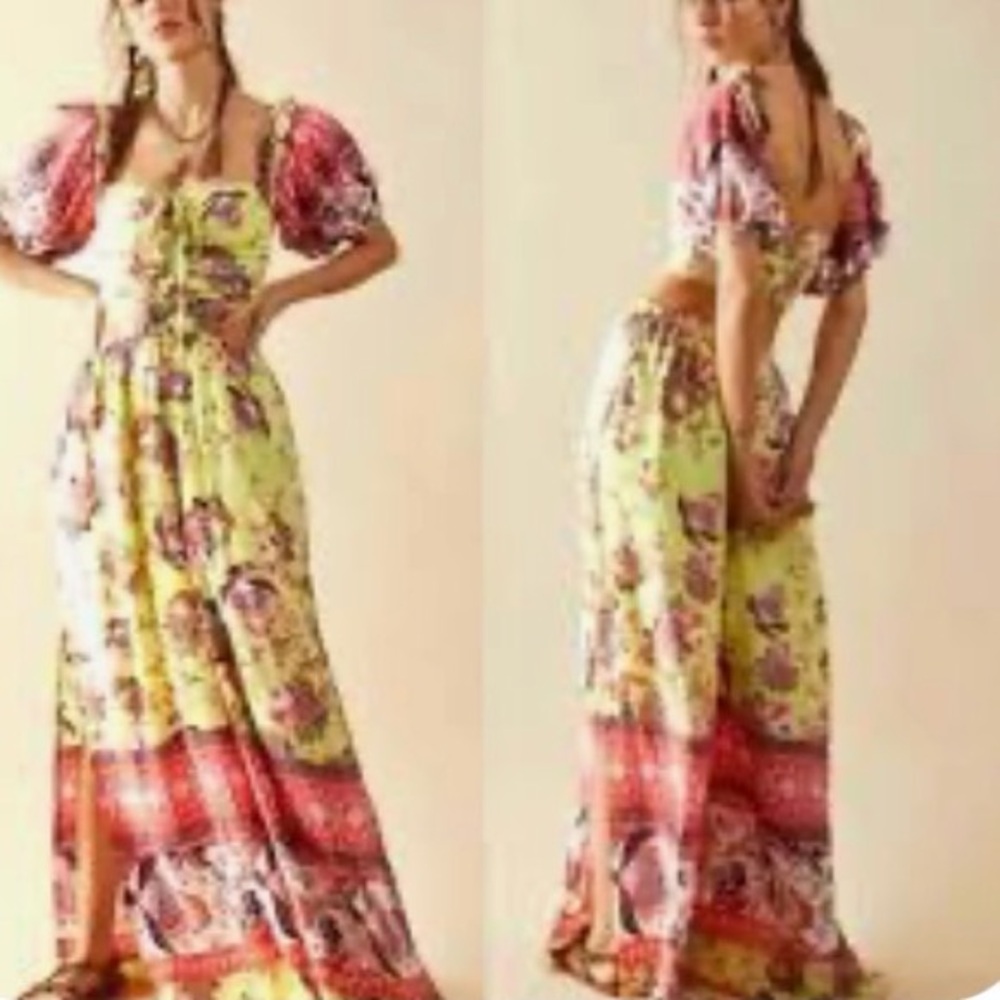 Free people Green and Red Floral romper